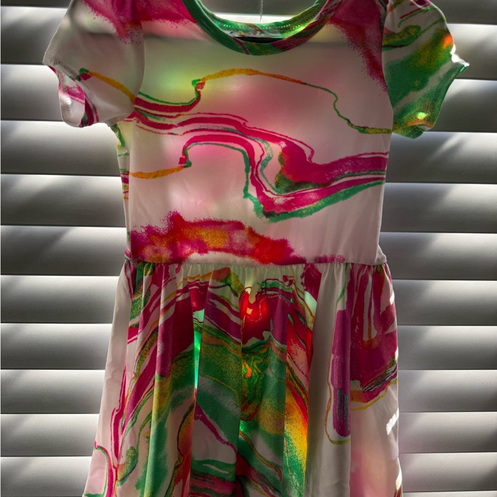 Dot Dot Smile Pink and Green Swirl Dress